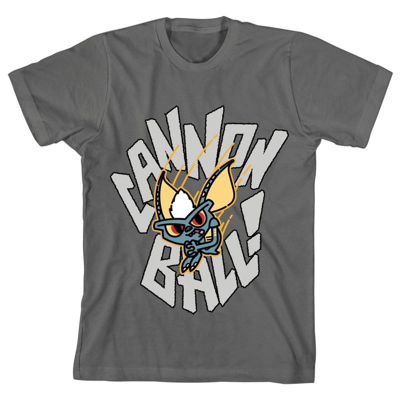 تي شيرت جرافيكي لشخصية فيلم Gremlins كانون بول للأولاد والبنات باللون الفحمي