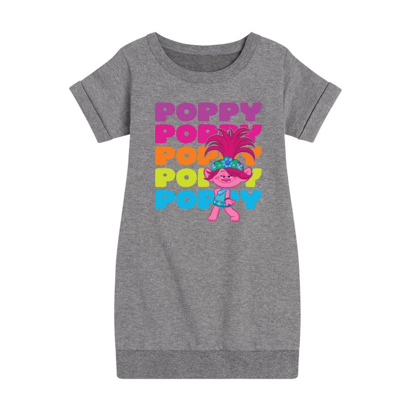 فستان صوف بأكمام قصيرة مطبوع عليه اسم "بوبي" للبنات - ترولز