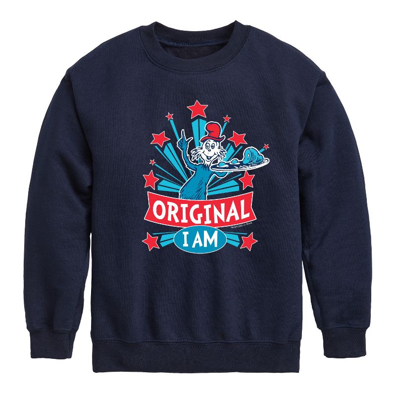 Boys' - Dr. Seuss - Original I am Green Eggs and Ham Graphic Long Sleeve Fleece Sweatshirt