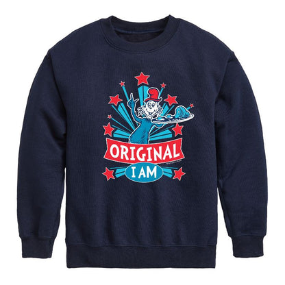 Boys' - Dr. Seuss - Original I am Green Eggs and Ham Graphic Long Sleeve Fleece Sweatshirt