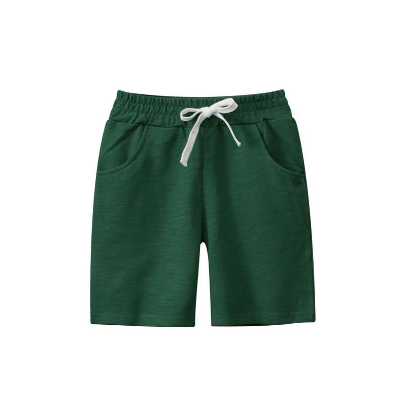 MyKids-USA Boys Solid Color Green Soft Casual Style Shorts