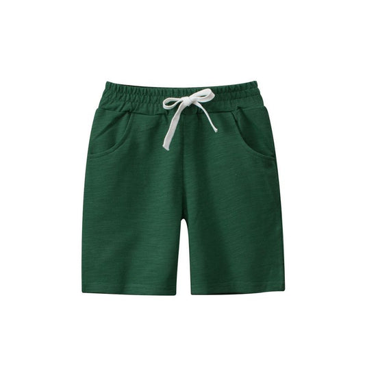 MyKids-USA Boys Solid Color Green Soft Casual Style Shorts
