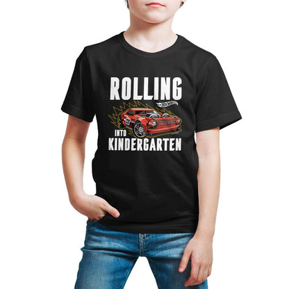 تي شيرت جرافيكي بأكمام قصيرة للأولاد من Hot Wheels - Rolling Into Kindergarten