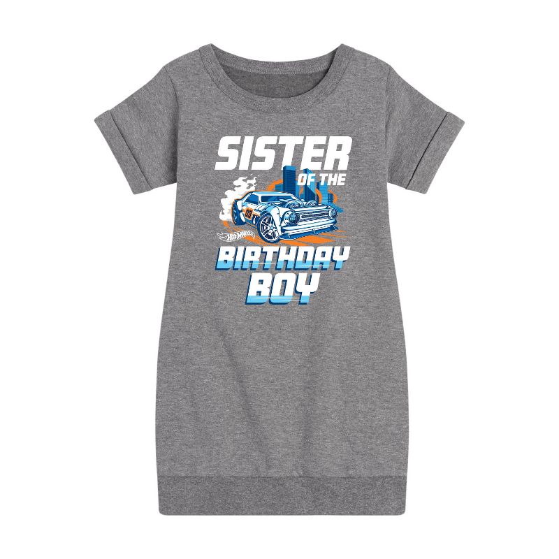 فستان صوف بأكمام قصيرة مطبوع عليه صورة أخت ولد عيد الميلاد للبنات من هوت ويلز