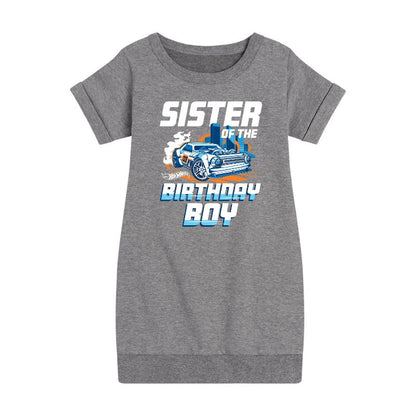 فستان صوف بأكمام قصيرة مطبوع عليه صورة أخت ولد عيد الميلاد للبنات من هوت ويلز