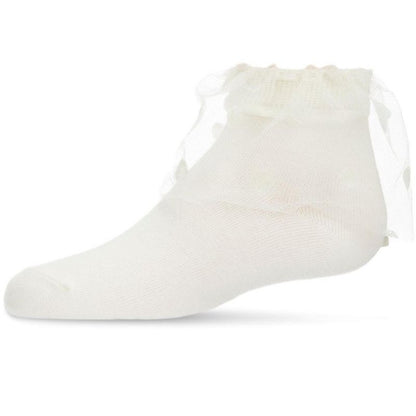 Memoi Flocked Dot Cotton Blend Tulle Anklet
