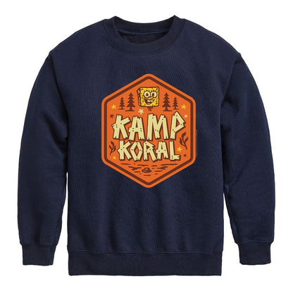 Boys' - SpongeBob SquarePants - Kamp Koral Kamp Koral Badge Graphic Long Sleeve Fleece Sweatshirt