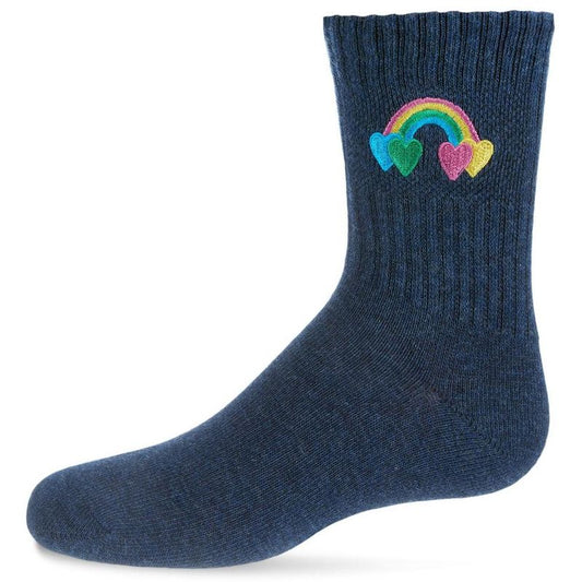 Memoi Rainbow Patch Kids Cotton Blend Crew Sock