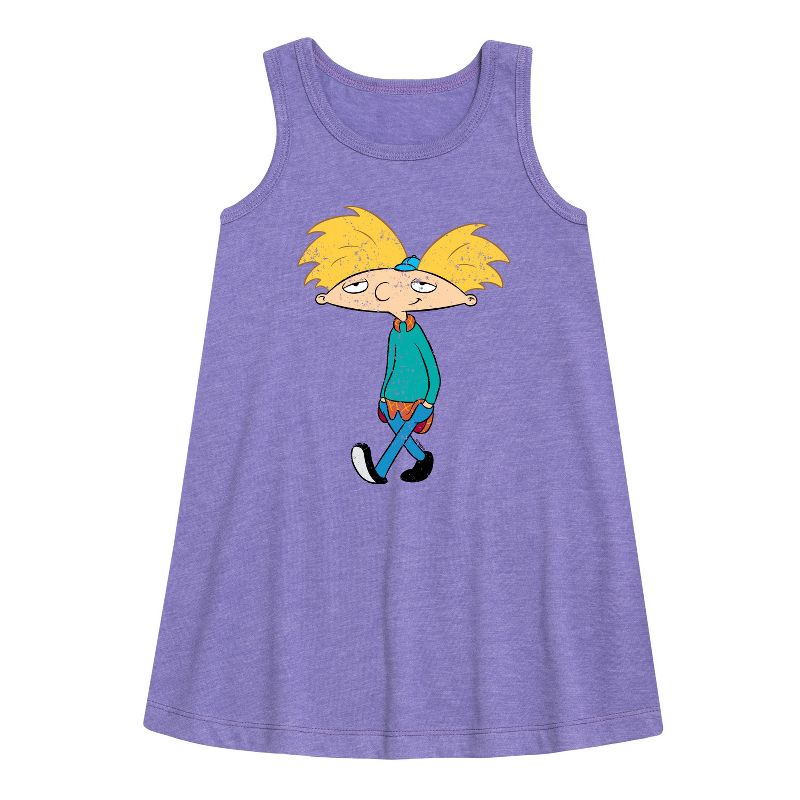 Girls' - Hey Arnold! - Distressed Arnold Graphic Sleeveless Aline Dress