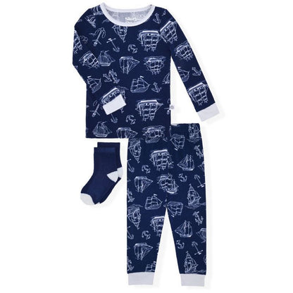Sleep On It  Boys 2-Piece Super Soft Jersey Snug-Fit Pajama Set with Matching Socks - Baby Boy Pajamas and Toddler Pajama Sets