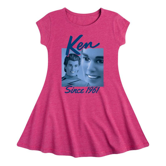 Girls' - Barbie - Ken Since 1961 Fit & Flair Cap Sleeve Dress