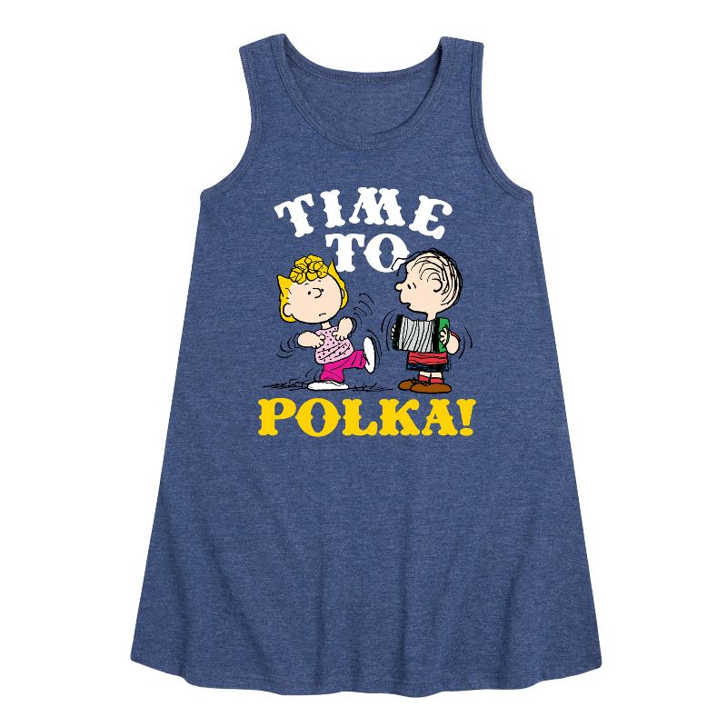 Girls' - Peanuts - Time To Polka Graphic Sleeveless Aline Dress