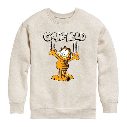 Boys' - Garfield - Cat Scratches Graphic Long Sleeve Fleece Sweatshirt