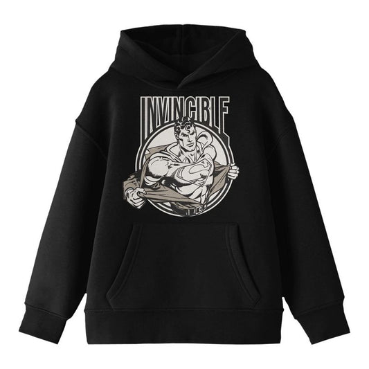 Bioworld Superman Core Vintage Invincible Youth Black Graphic Hoodie
