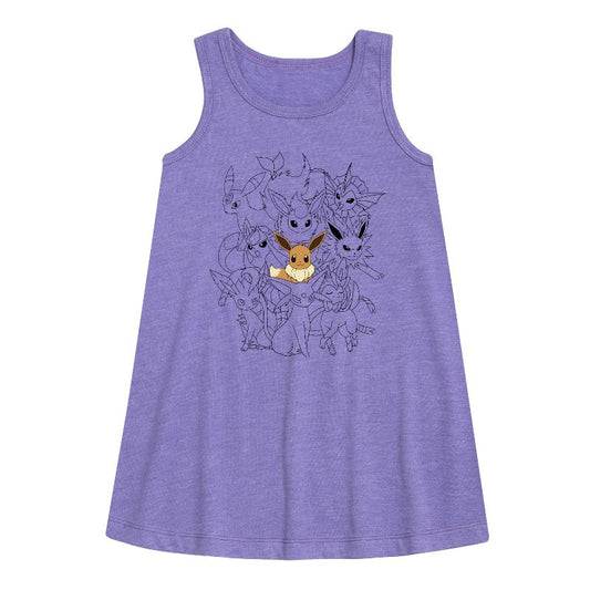 Girls' - Pokémon - Eevee Evolutions Graphic Sleeveless Aline Dress