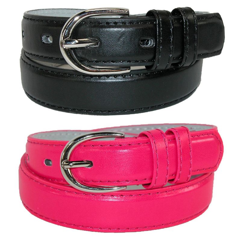 CTM Kid's Basic Leather Dress Belt (Pack of 2 Colors)
