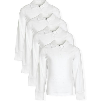 Studio 3 Little/Big Girl's 4-Pack Long Sleeve Soft Jersey Polo Uniform Shirts