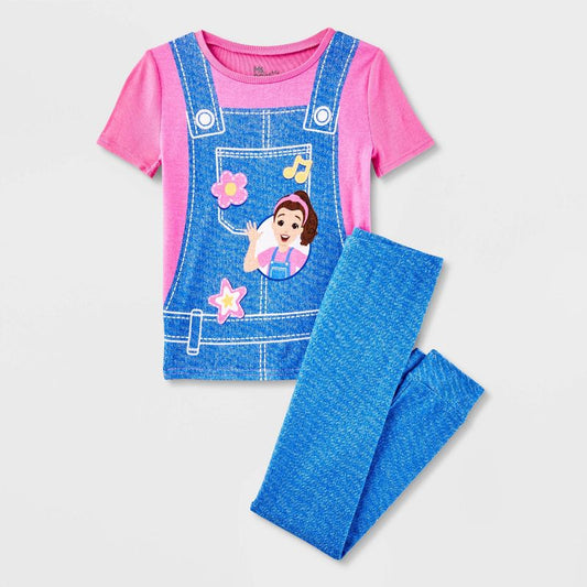 Girls' Ms. Rachel 2pc Short Sleeve Snug Fit Cotton Pajama Set - Blue