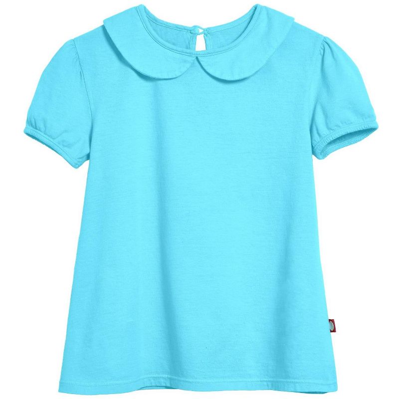City Threads USA-Made Girls Soft Cotton Jersey Peter Pan Collar Short Sleeve Puff Tee