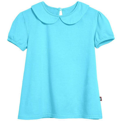 City Threads USA-Made Girls Soft Cotton Jersey Peter Pan Collar Short Sleeve Puff Tee