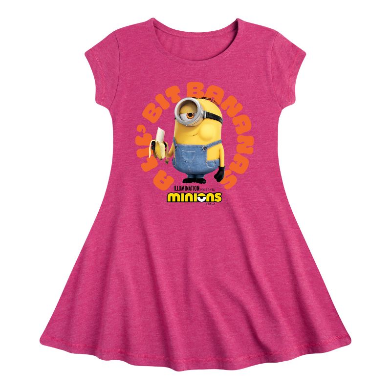 Girls' - Despicable Me Minions - A Lil Bit Bananas Fit & Flair Cap Sleeve Dress