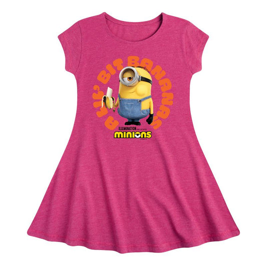 Girls' - Despicable Me Minions - A Lil Bit Bananas Fit & Flair Cap Sleeve Dress