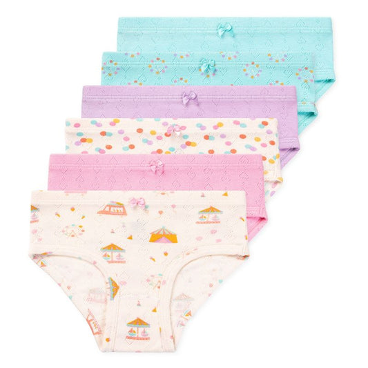 Lucky & Me Erica Girls Organic Cotton Bikini Underwear Multi-Color Multiple Sizes (6-Pack)