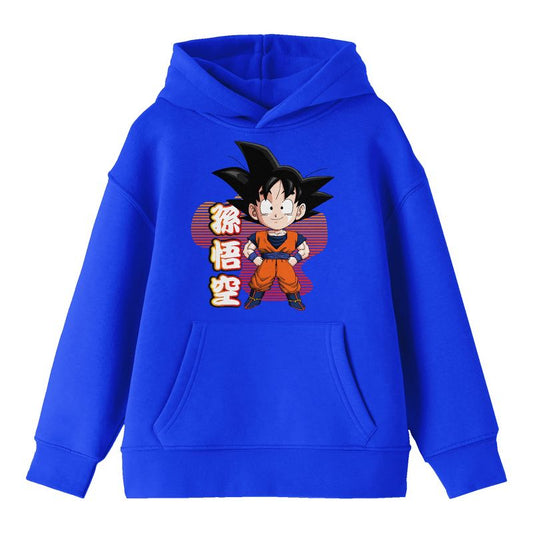 Dragon Ball Z Smiling Chibi Goku Long Sleeve Royal Blue Youth Hooded Sweatshirt