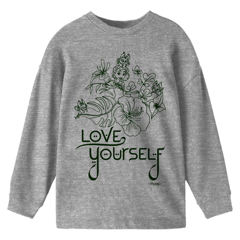 Spellbound Fairy & Flowers Love Yourself Youth Athletic Heather Crew Neck Long Sleeve Tee
