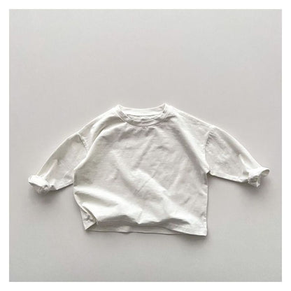 MyKids-Usa Baby Boy And Girl Solid Color Pullover Design Long-Sleeved Tops