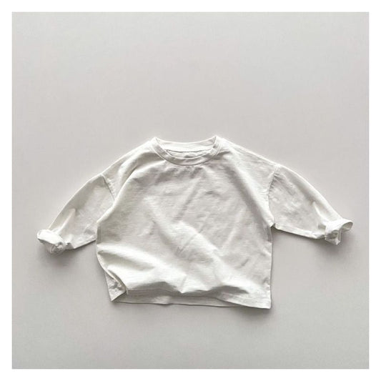 MyKids-Usa Baby Boy And Girl Solid Color Pullover Design Long-Sleeved Tops