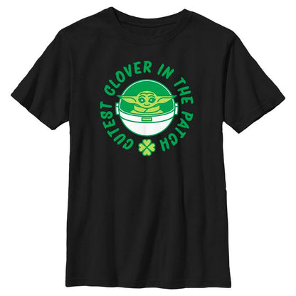 Boy's Star Wars: The Mandalorian St. Patrick's Day Grogu Cutest Clover in the Patch T-Shirt