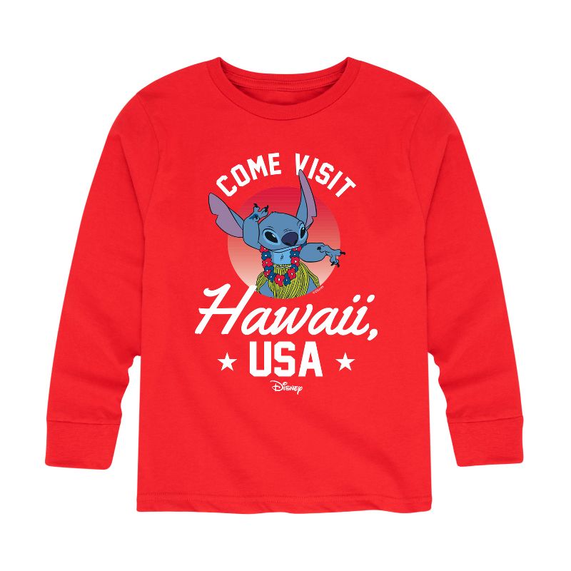 Boys' - Lilo and Stitch - Hawaii USA Long Sleeve Graphic T-Shirt