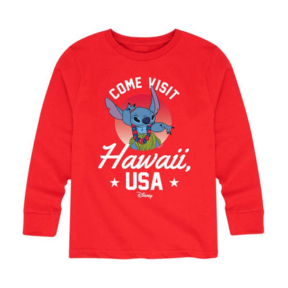 Boys' - Lilo and Stitch - Hawaii USA Long Sleeve Graphic T-Shirt