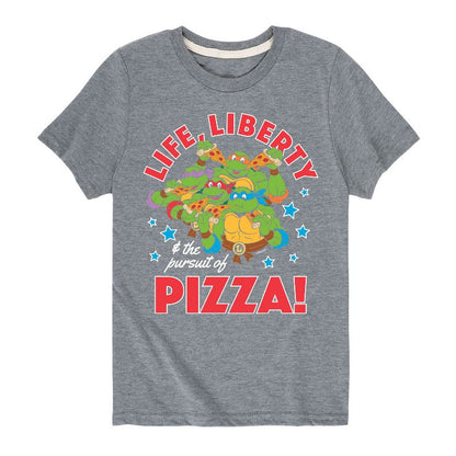 تي شيرت جرافيكي بأكمام قصيرة للأولاد من Teenage Mutant Ninja Turtles - Life Liberty Pursuit Of Pizza