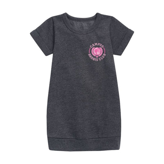 Girls' - Barbie - Campus Club Graphic Short Sleeve Fleece Dress