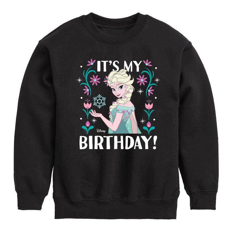 Boys' - Disney - Elsa It's My Birthday Graphic Long Sleeve Fleece Sweatshirt