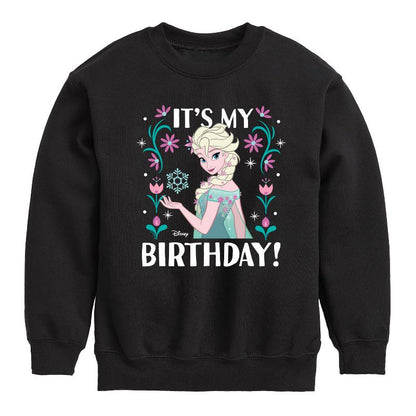 Boys' - Disney - Elsa It's My Birthday Graphic Long Sleeve Fleece Sweatshirt