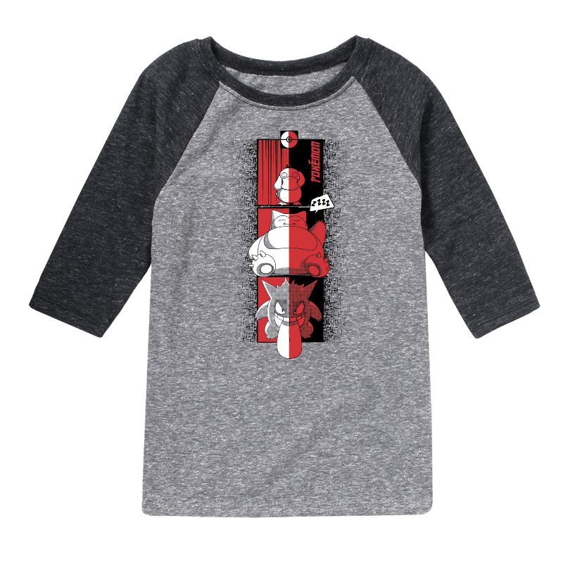 Boys' - Pokémon - Psyduck Snorlax Gengar Cool Raglan Graphic T-Shirt