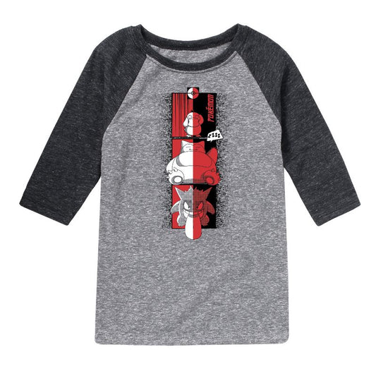 Boys' - Pokémon - Psyduck Snorlax Gengar Cool Raglan Graphic T-Shirt