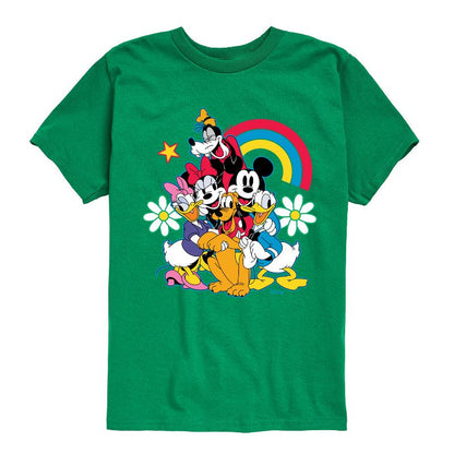 Boys' - Disney - Character Group Rainbow Flower Short Sleeve Graphic T-Shirt