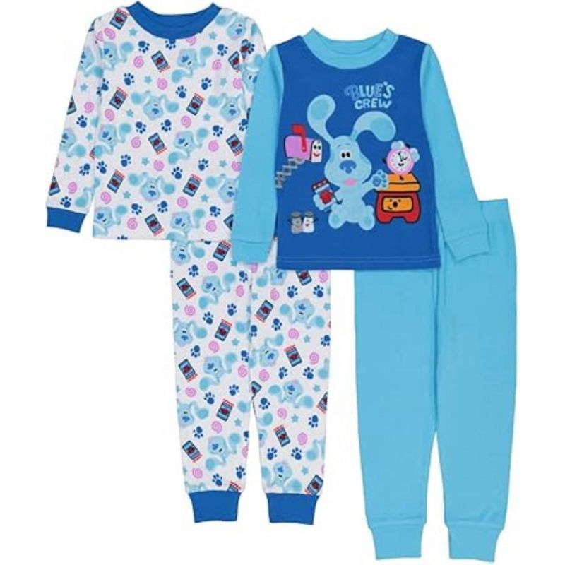 طقم بيجامات قطنية من 4 قطع للأولاد الصغار من Blues Clues