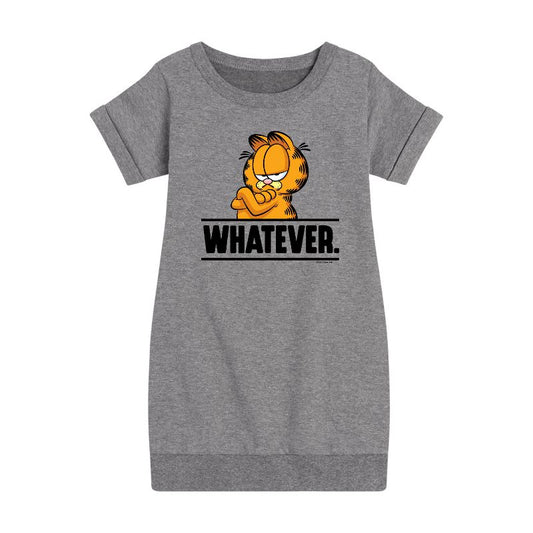 Girls' - Garfield - Whatever Graphic Short Sleeve Fleece Dress