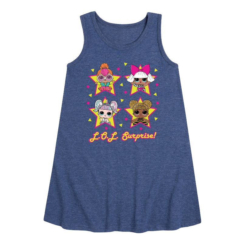 فستان بناتي - مفاجأة LOL! - كوين بي، كيو تي نيون، ديفا، وشوغر جرافيكي بدون أكمام بتصميم خط مستقيم