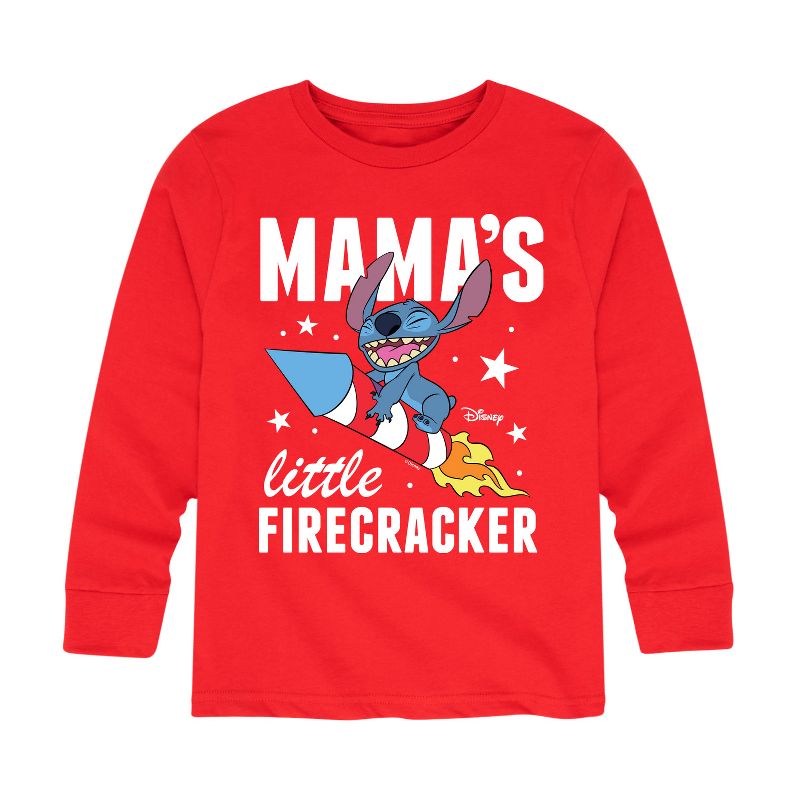 Boys' - Lilo and Stitch - Mama's Little Firecracker Long Sleeve Graphic T-Shirt