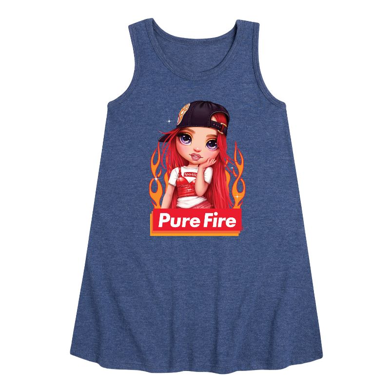 فستان بناتي - قوس قزح عالي الجودة - بيور فاير جرافيكي بدون أكمام