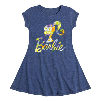 Girls' - Barbie - Spring Bouquet Pattern Logo Fit & Flair Cap Sleeve Dress