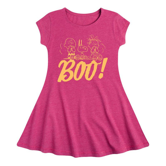 Girls' - Peanuts - Boo Fit & Flair Cap Sleeve Dress