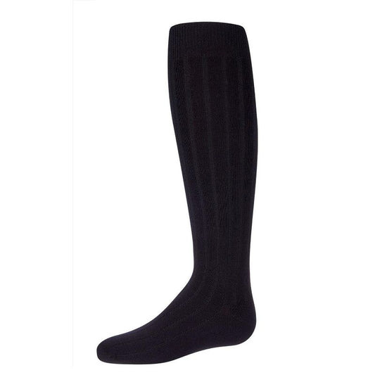 Memoi Girls Wide Ribbed Cotton Blend Uniform Knee Socks