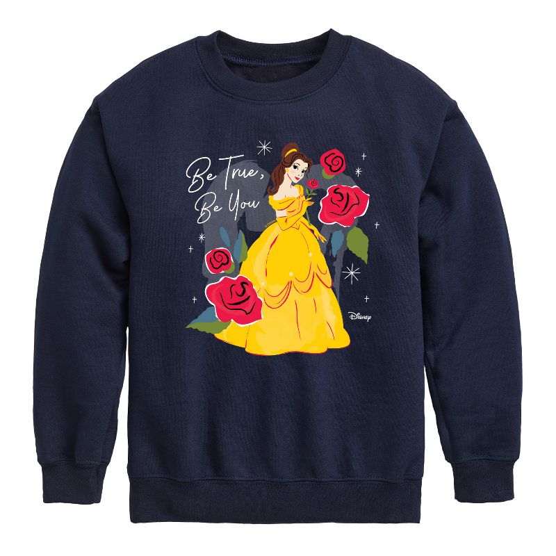 Boys' - Disney - Belle Be True Be You Graphic Long Sleeve Fleece Sweatshirt